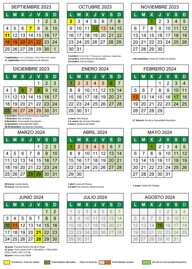 calendario escolar 2023 2024